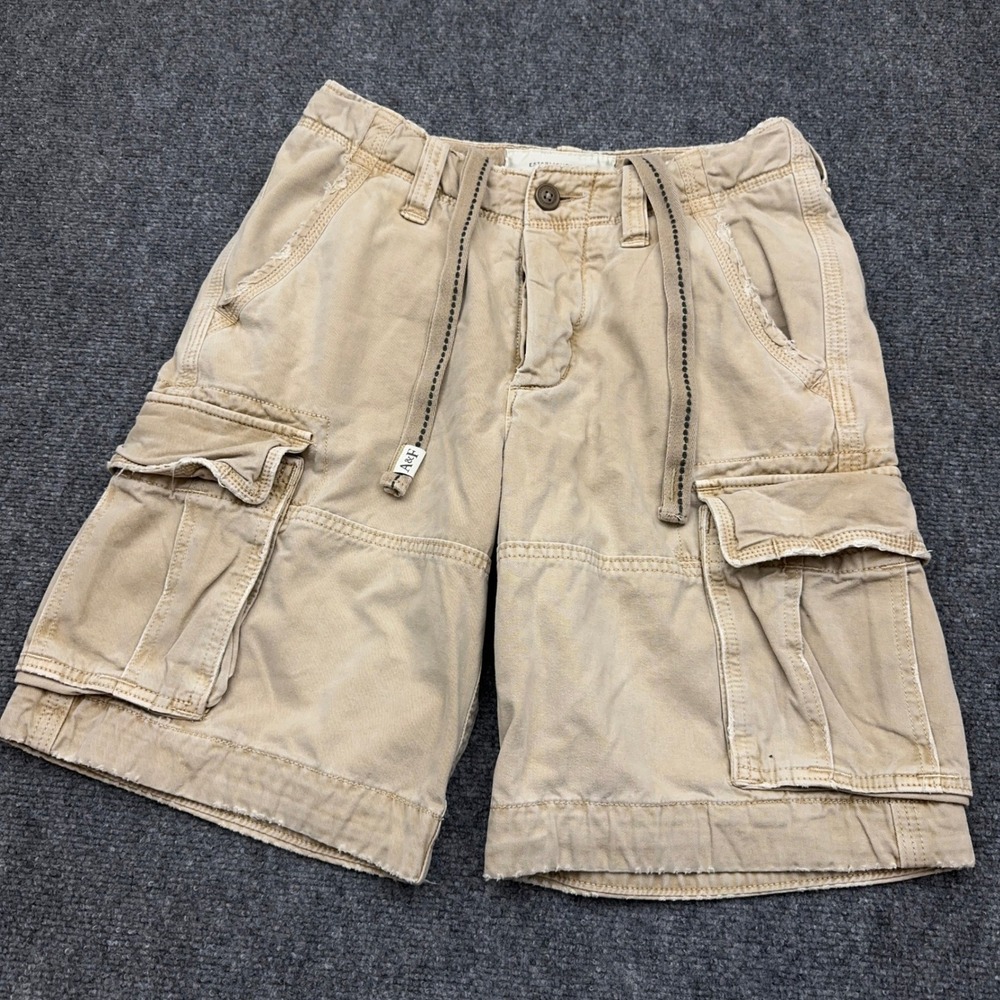 Abercrombie & Fitch Cargo Shorts Mens 28 FITS 30 Distressed Button Fly 10" Y2K